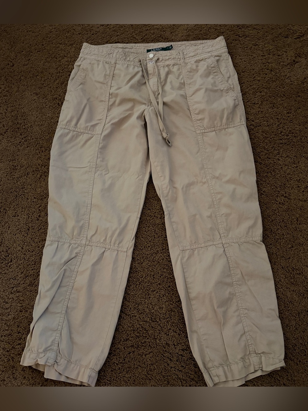 Lauren Ralph Lauren Women’s Size 14 Beige Khaki Utility Pants – 100% Cotton
